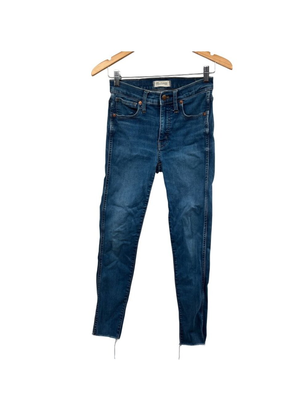 Madewell Womens Skinny Jeans Frayed Cuff Blue Size 27 Waist